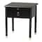 Baxton Studio Tamra Black Wood Nightstand with Pullout Shelf - Modern Bedside Table with Metallic Accents 264-14387-ZORO - alternate 1