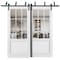 Sartodoors Sliding Closet Barn Bypass Doors, Felicia 3599 White Silk with Clear Glass, Sturdy 6.6ft Rails Har FELICIA3599BBB-WS-3684 - alternate 1
