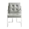 Homeroots Set of Two Tufted Light Gray and Silver Metallic Upholstered Faux Leather Dining Arm Chairs 543515 - alternate 3