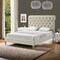 Homeroots Beige Solid Wood King Tufted Upholstered Linen Bed with Nailhead Trim 544947 - alternate 3