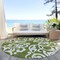 Homeroots 8' Green And Ivory Round Damask Washable Indoor Outdoor Area Rug 614427 - alternate 5