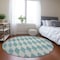 Homeroots 8' Teal Blue And Ivory Round Geometric Washable Indoor Outdoor Area Rug 577129 - alternate 3