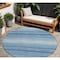 Homeroots 8' Blue And Ivory Round Abstract Washable Indoor Outdoor Area Rug 599942 - alternate 1