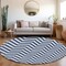 Homeroots 8' Navy Blue And Ivory Round Chevron Washable Indoor Outdoor Area Rug 595327 - alternate 5