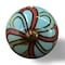 Homeroots Set of Twelve Turquoise And Red Geometric Ceramic Drawer Pull Knobs, 12PK 332351 - alternate 1