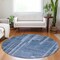 Homeroots 8' Navy Blue And Gray Round Striped Washable Indoor Outdoor Area Rug 602793 - alternate 2