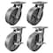 Hyw Products Heavy Duty Caster Set 8in Steel Wheels, 2 Swivel & 2 Swivel with Brake, 4PK 40-80S-A1-SS-2,40-80S-A1-SS-TB-2 - alternate 1