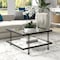 Homeroots 32" Clear And Black Glass And Steel Square Coffee Table With Shelf 520982 - alternate 3