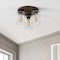Jonathan Y Nola 13" 3-Light Bohemian Farmhouse Iron/Seeded Glass LED Semi Flush Mount, Wood Finish/Clear JYL7564A - alternate 3