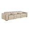 Homeroots 130" Beige Top Grain Leather Reclining Metal USB Sofa 720392 - alternate 4
