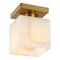 Jonathan Y Alessia 5" 1-Light Modern Contemporary Alabaster/Iron Cube LED Semi Flush Mount, White Marbling/Brass JYL1202A - alternate 1