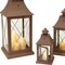 Homeroots Set of Three Brown Lattice Glass And Metal Floor Lantern Candle Holders, 3PK 516436 - alternate 3