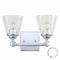 Jonathan Y Marion 12.75" 2-Light Hurricane Metal/Seeded Glass LED Vanity Light, Chrome JYL7433A - alternate 3