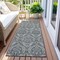 Homeroots 8' Runner Blue and Cream Damask Washable Non Skid Indoor Outdoor Runner Rug 563863 - alternate 4