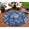Homeroots 8' Navy Blue And Gray Round Floral Washable Indoor Outdoor Area Rug 589484 - alternate 3