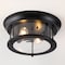 Jonathan Y Lauren 13.25" 2-Light Metal/Glass LED Flush Mount, Black JYL7446D - alternate 5