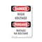 Signmission Safety Sign, OSHA Danger, 10" Height, Aluminum, High Voltage Bilingual, VT-1327 OS-DS-A-710-VT-1327 - alternate 1