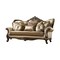 Homeroots 89" Tan Polyester Blend Curved Floral Sofa And Toss Pillows With Brown Legs 348230 - alternate 1