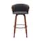 Homeroots 30" Black And Wood Brown Faux Leather Swivel Bar Height Bar Chair 534423 - alternate 1