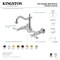 Kingston Brass Two-Handle Wall Mount Bridge Kitchen Faucet, Matte Black KS1260TAL - alternate 3
