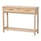 Baxton Studio Sebille Mid-Century Modern Light Brown Finished Wood 2-Drawer Console Table with Natural Rattan 207-12465 - alternate 1