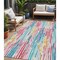 Homeroots 5' X 8' White Pink And Teal Blue Striped Washable Indoor Outdoor Area Rug 617705 - alternate 1
