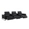 Homeroots 129" Black Top Grain Leather Reclining Metal USB Sofa 720342 - alternate 1