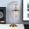 Homeroots 22" Antiqued Brass Metal Arched Table Lamp With Brass Cage Shade 524332 - alternate 4