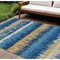 Homeroots 10' X 14' Navy Blue Gold And Ivory Striped Washable Indoor Outdoor Area Rug 598375 - alternate 1