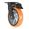 Vestil Polyurethane Swivel With Total Brake Caster 8 In. Diameter x 2 In. Width 925 lb Orange/Silver CST-E6-8X2PUP-SWTB - alternate 2