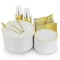 Elama 600 Piece Disposable Plastic Dinnerware Party Set for 100 Guests in White with Gold Trim 750124342M - alternate 5