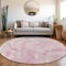 Homeroots 8' Pink And Silver Round Abstract Washable Indoor Outdoor Area Rug 618372 - alternate 3
