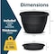 Lifemaster 10-Inch Whiskey Barrel Planters, Durable Plastic Pots with Drainage and Saucer, 2PK LMPBP2BLK2 - alternate 3