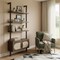 Homeroots 72" Light Brown Wood Adjustable Four Tier Etagere Bookcase with Two Doors 717454 - alternate 2