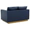 Leisuremod Nervo Upholstered Leather Loveseat with Gold Frame, Navy Blue NS55BU-L - alternate 2