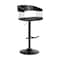 Armen Living Larisa Adjustable Black Wood Bar Stool in Black Faux Leather with Golden Bronze and Black Metal LCLABABLKBLK - alternate 1