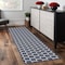 Homeroots 8' Navy Blue And Ivory Geometric Indoor Outdoor Runner Rug 564054 - alternate 4