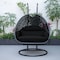 Leisuremod Mendoza Charcoal Wicker Hanging 2 person Egg Swing Chair with Black Cushions MSCCH-53BL - alternate 4