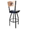 Holland Bar Stool Co 30" Blk Wrinkle Kent State Swivel Bar Stool, Laser Engraved Back L03830BWMedMplAKentStBlkVinyl - alternate 3