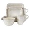Elama Ivory Lotus 16 Piece Square Dinnerware Set EL-IVORYLOTUS - alternate 1