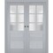 Sartodoors Sliding French Double Pocket Doors with Frosted Glass Grey 64x84 (2* 32x84) Solid Core VEREGIO7339DP-GRE-6484 - alternate 1