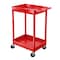 Luxor Utility Cart with Deep Lipped Plastic Shelves, 300 lb Load Capacity, 2 Shelves, 24 in L, 18 in W RDSTC11RD - alternate 2