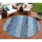 Homeroots 8' Blue And Gray Round Striped Washable Indoor Outdoor Area Rug 617838 - alternate 1