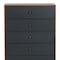 Homeroots 30" Walnut And Charcoal Grey Solid Wood Five Drawer Chest 473069 - alternate 3