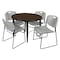 Regency Round Kahlo Breakroom Table W/ 4 Zeng Stack Chairs, 36 in W, 36 in L, Neo Walnut TPL36RNDNWBK44GY - alternate 1