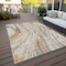 Homeroots 8' X 10' Beige Teal Blue And Ivory Abstract Washable Indoor Outdoor Area Rug 600207 - alternate 2