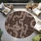 Homeroots 8' Chocolate And Beige Round Geometric Washable Indoor Outdoor Area Rug 614037 - alternate 3