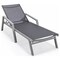 Leisuremod Marlin Grey Aluminum Patio Chaise Lounge Chair With Arms & Square Fire Pit Table, Black MLAGRCF21-77BL - alternate 3