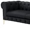 Homeroots 87" Black Faux Leather Chesterfield Sofa With Gold Legs 543938 - alternate 4