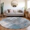 Homeroots 8' Blue Gray And Ivory Round Abstract Washable Indoor Outdoor Area Rug 603613 - alternate 5